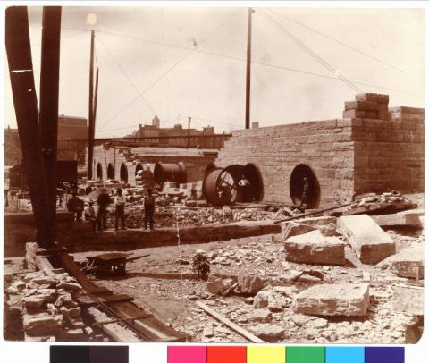 Construction along the Mississippi River, Minneapolis, Minnesota