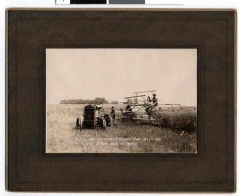 W. H. Carey Harvesting with Samson Model M. Tractor, Storden, Minnesota
